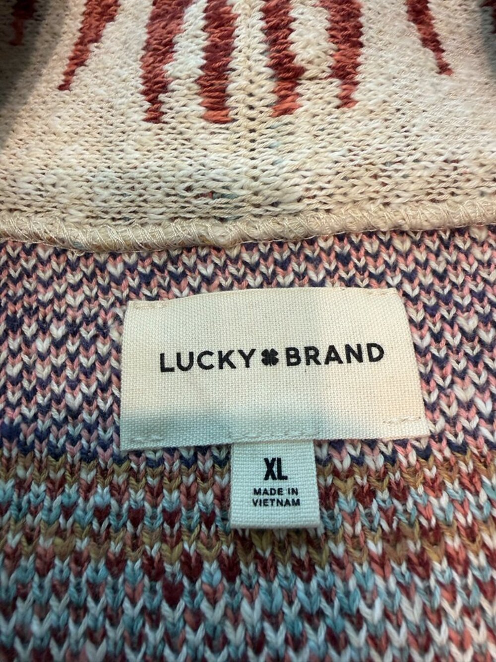 NWT Lucky Brand Southwestern Cardigan • XL • Cotton Knit • Boho Aztec Print - Picture 2 of 5